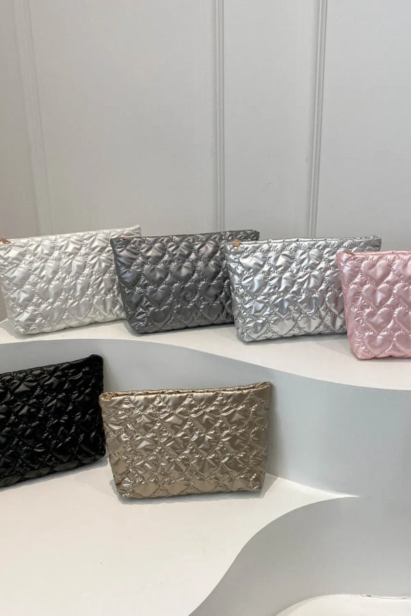 Ruched Heart Clutch with Zipper